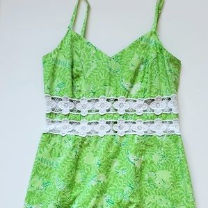 Lilly pulitzer green floral mini dress size 8